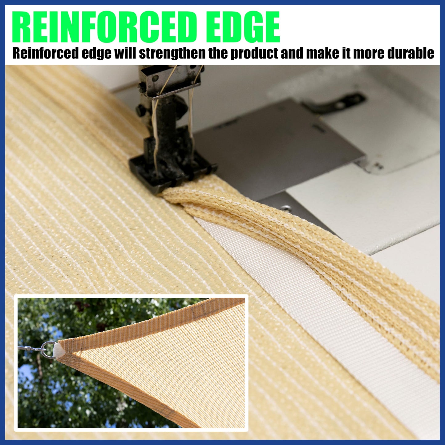 ShadeMart 12' x 20' Beige Sun Shade Sail Rectangle Canopy Fabric Cloth Screen, Water and Air Permeable & UV Resistant, Heavy Duty, Carport Patio Outdoor - (We Customize Size) SMSL