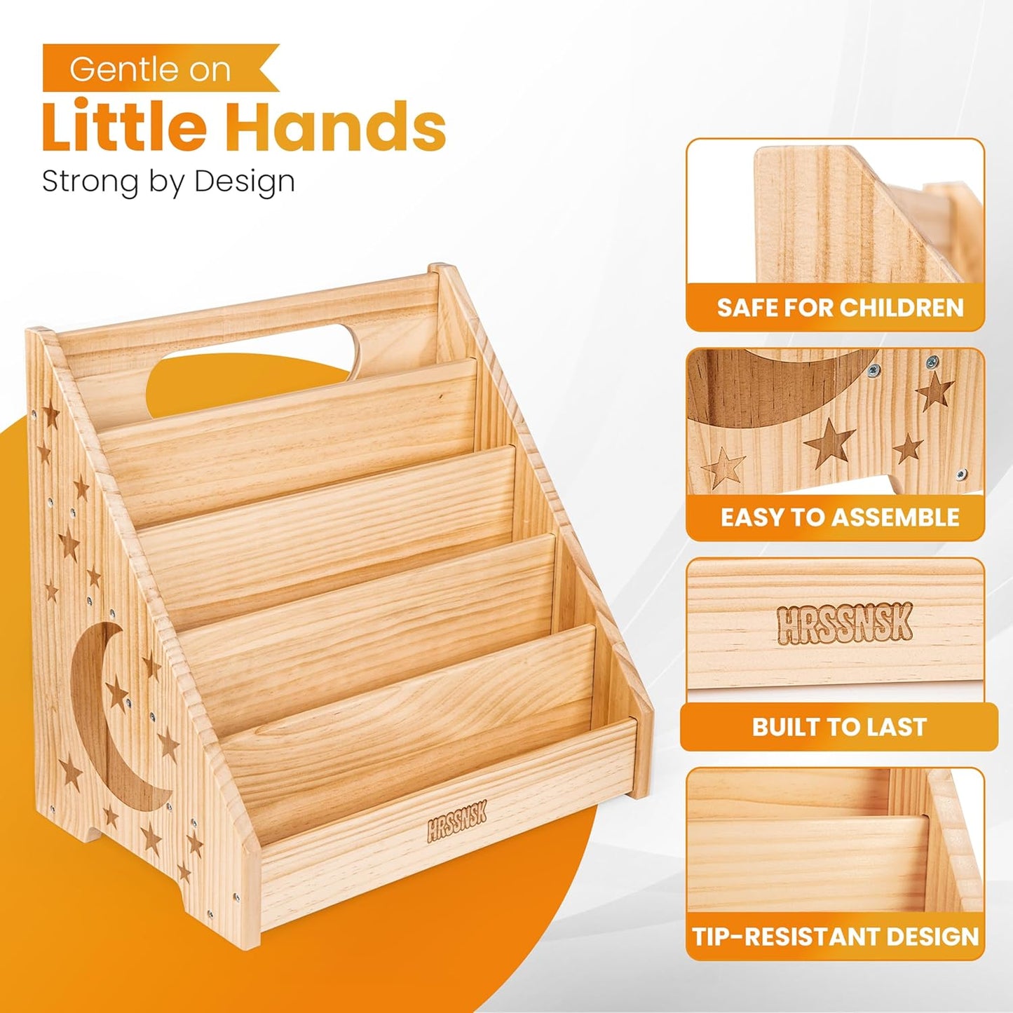 Baby Bookshelf for Toddlers Ages 1-3 - Montessori Nursery Book Shelf with Front-Facing Storage - Kids Book Organizer for Playroom and Bedroom