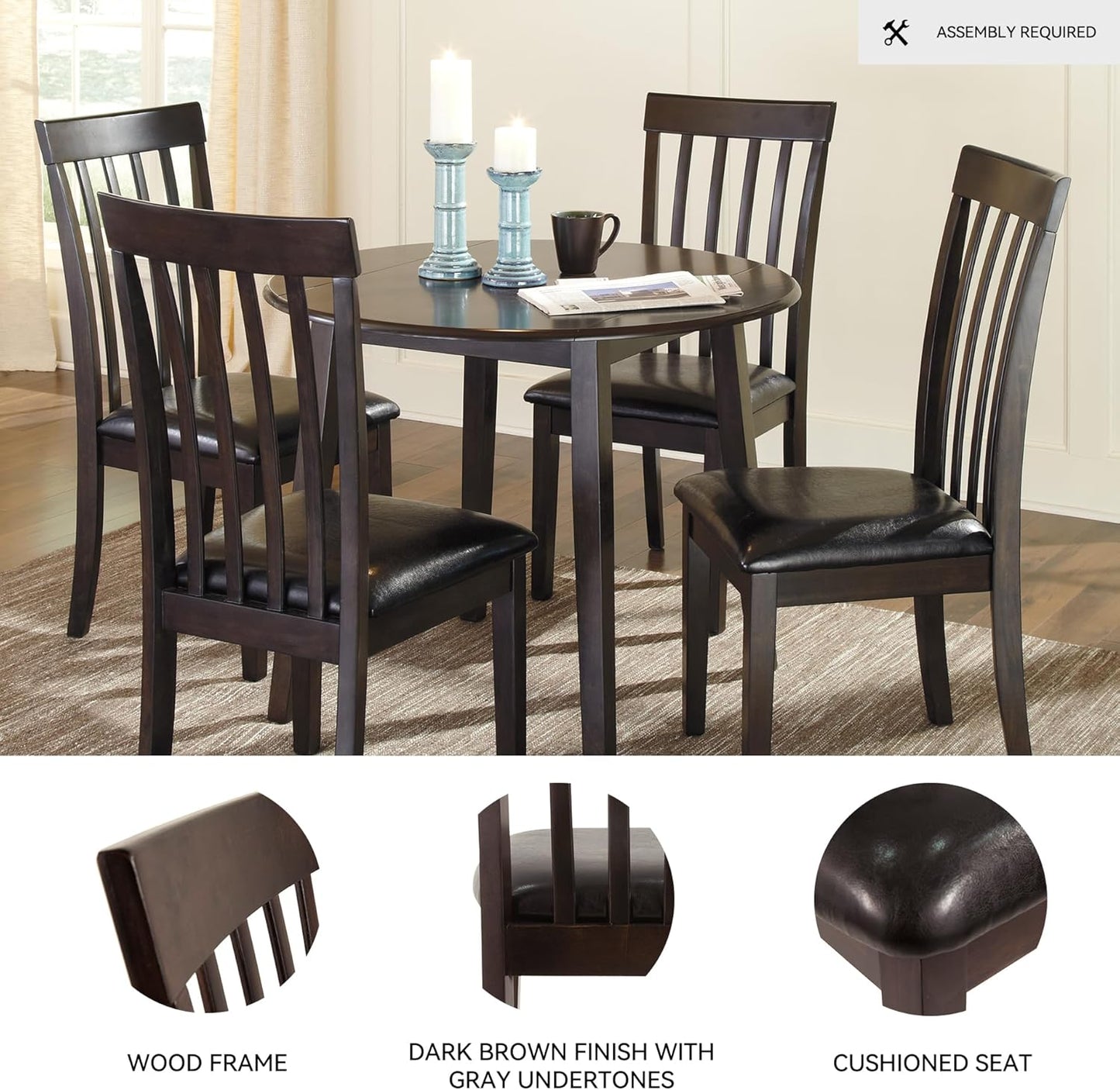 Signature Design by Ashley Hammis Rake Back Dining Room Chair, Set of 2, Dark Brown