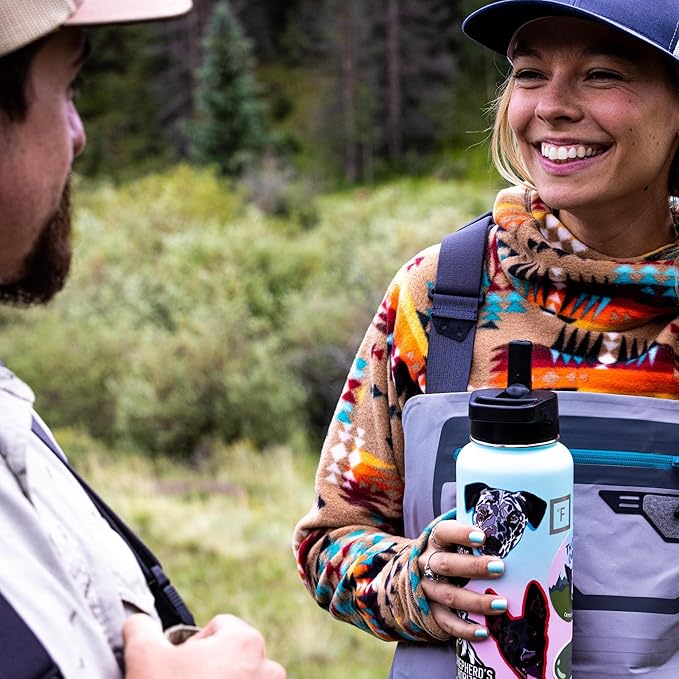 IRON °FLASK Camping & Hiking Hydration Flask with Spout, Wide Mouth Insulated Stainless Steel Sports Water Bottle - 64 oz Dark Night