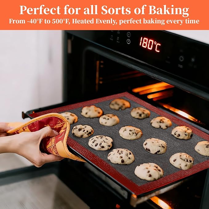 Silicone Baking Mat - Non Slip Silicone Baking Sheet, Non Stick Reusable Silicone Mats for Baking, Oven Liner, Counter Mat - Half Sheet Baking Mat(2, 22 * 15)