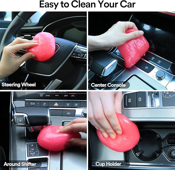 PULIDIKI Car Cleaning Gel Detailing Putty Auto Detail Tools Car Interior Cleaner Slime Supplies Car Accessories Christmas Stocking Stuffers Gifts for Women Teens White Elephant Gifts Adult Pink 2Pack