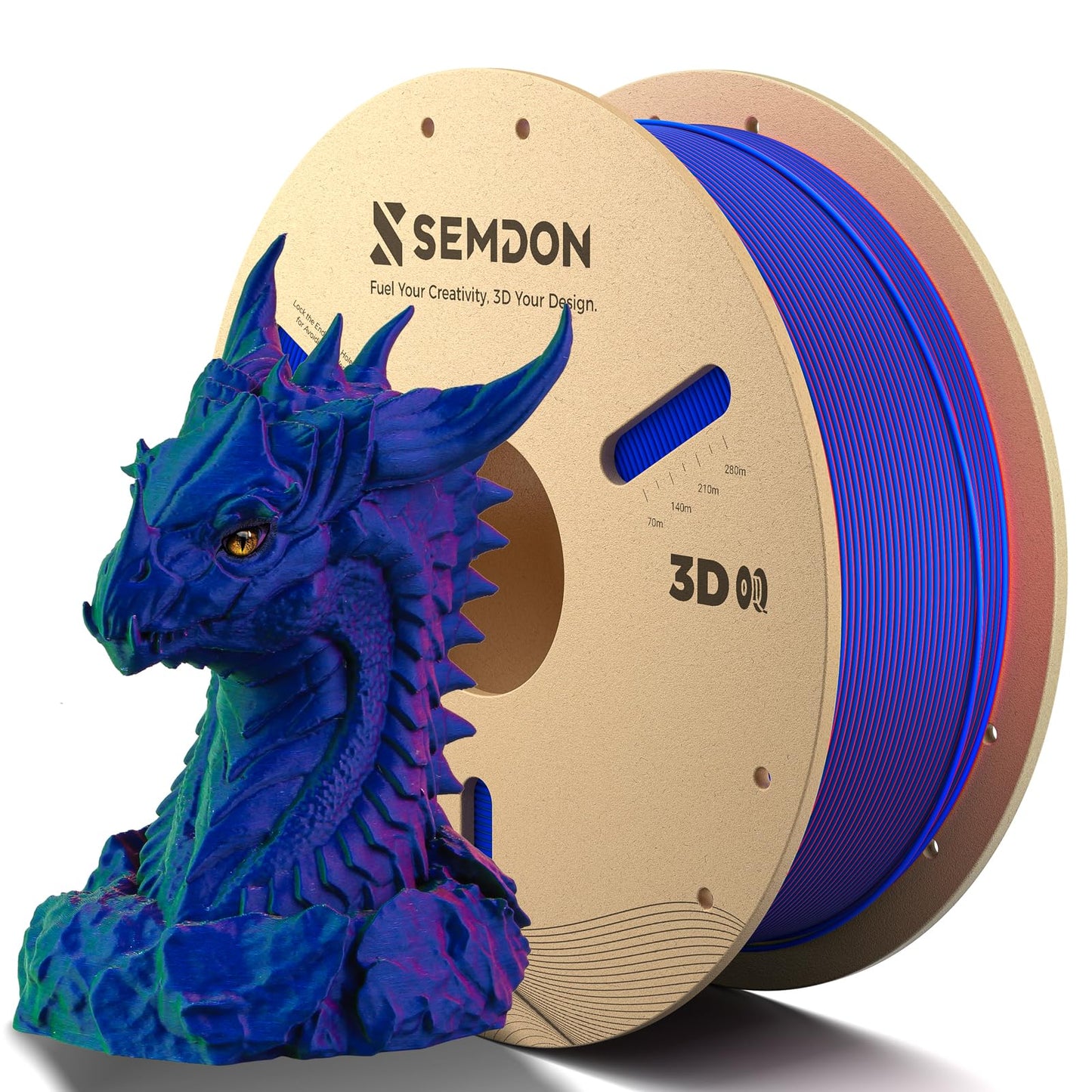 2026 New PLA Filament 1.75mm - Semdon 3D Printer Filament Matte Tricolor Filament 1KG,Red Blue Green
