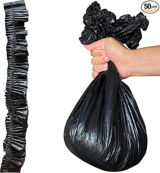 50 PCS Elastic Band Trash Bags Compatible with Popur X5 Litter Box, Litter Box Liners for Popur X5 Self-Cleaning Cat Litter Box (Black)