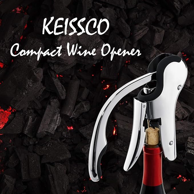 Stainless Steel Wine Opener Compact Vertical Corkscrew Wine Bottle Opener with Foil Cutter