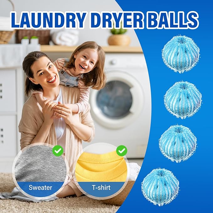 Pet Hair Remover for Laundry, 12 PCS Reusable Pet Hair Remover Balls, Washing Machine Hair Catcher for Dog and Cat Hair Removal, Gentle Lint Collector for Laundry Care, Blue