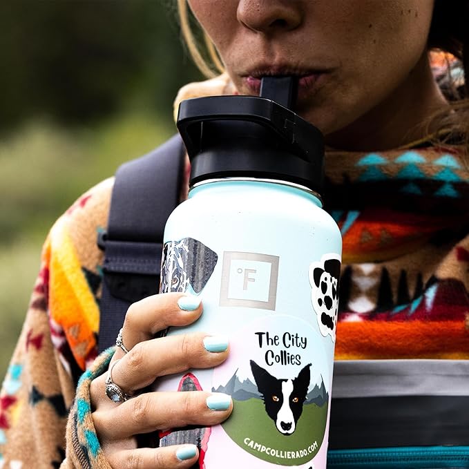 IRON °FLASK Camping & Hiking Hydration Flask with Spout, Wide Mouth Insulated Stainless Steel Sports Water Bottle - 64 oz Dark Night