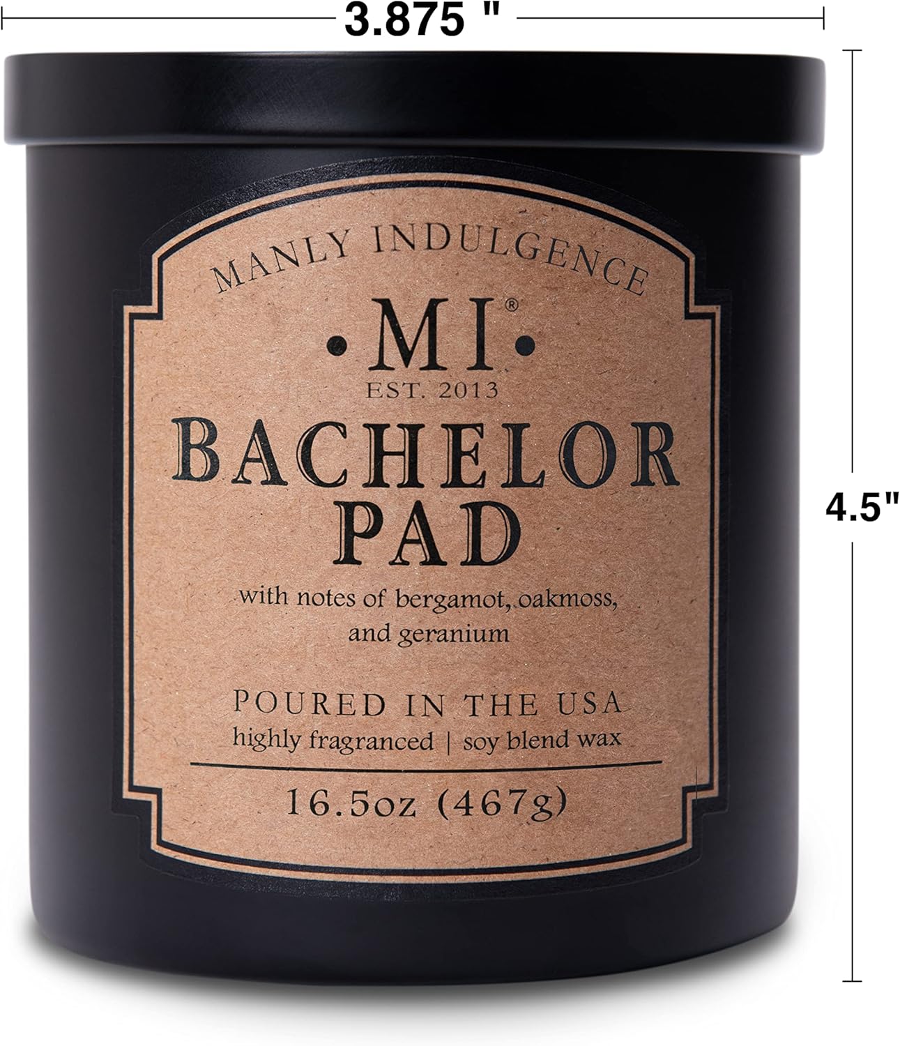 Manly Indulgence Bachelor Pad Scented Candles for Men, 2 Wick, 16.5 oz Premium Soy Blend Wax, 60H Burn, Candles for Home Scented - Made in The USA