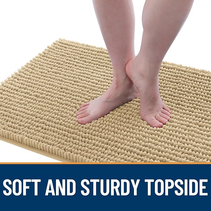 OLANLY Dog Door Mat for Muddy Paws 40x32, Ultra Absorbent Chenille Mud Doormat, Non-Slip Washable and Dirt Trapping Doormat for Indoor Entryway, Quick-Dry Indoor Pet Bed Mats for Dogs, Beige