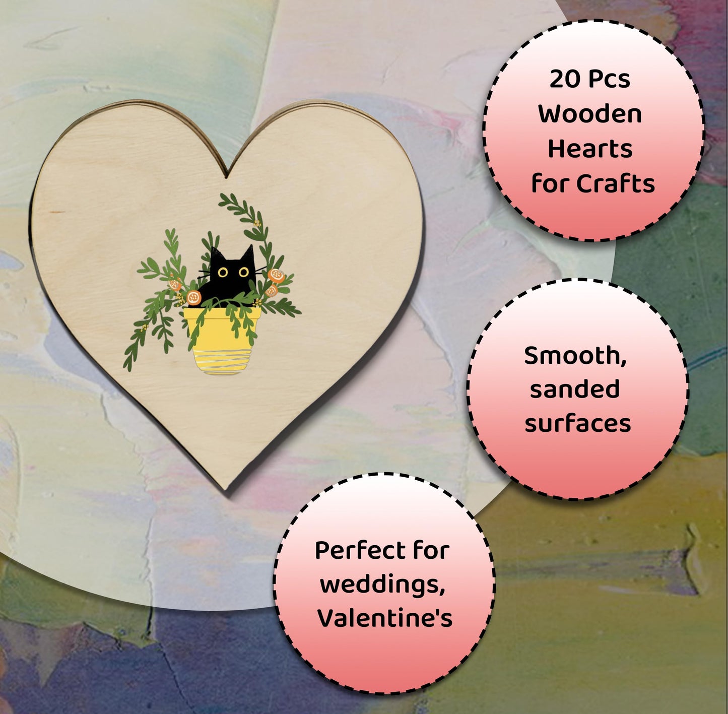 20 Pcs Wooden Hearts for Crafts 4 inch Unfinished Wood Hearts 0.1'' Thickness Heart Shaped Wood Sheets Unfinished Wood Ornaments for Wedding DIY Crafts Painting Burning Engraving Carving Coasters