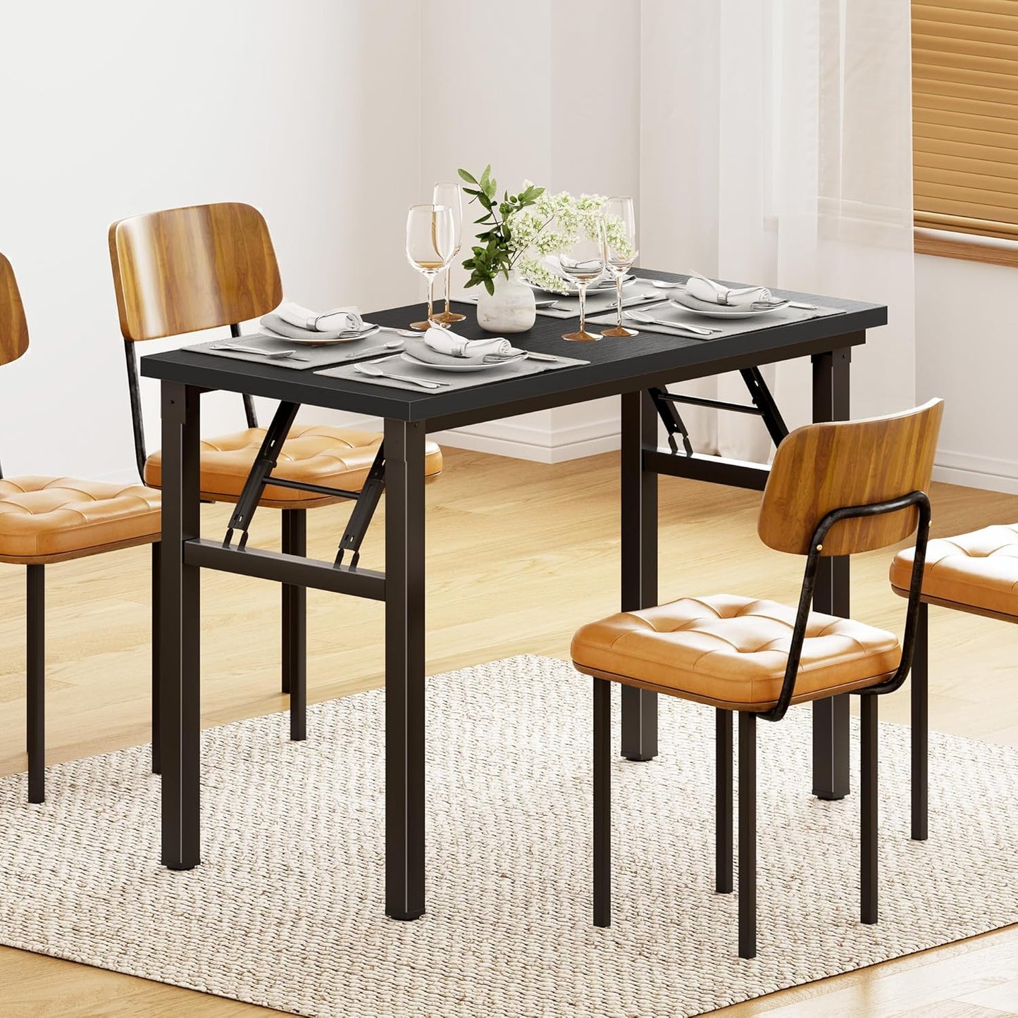 SDHYL 31.5inchesNo Assembly Foldable Computer Desk for Home Office Workstation, Study and Writing, Black