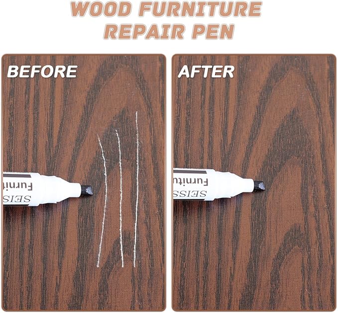 SEISSO Furniture Markers Touch Up - Set of 17 - Furniture Scratch Repair Markers Kit, Wood Touch Up Markers and Wax Sticks with Sharpener, for Scratches, Stains, Floors, Laminate, Cabinet