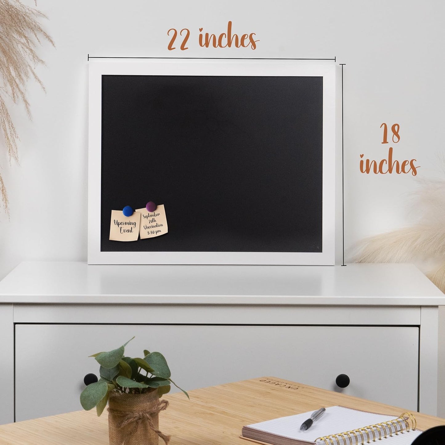 Loddie Doddie Magnetic Chalk Board - 18 x 22 in White Frame - Stain-Resistant Easy-Erase for Wall Chalkboard - Hang Photos & Notes on Magnetic Board - Interactive Kids Chalkboard for Creative Fun