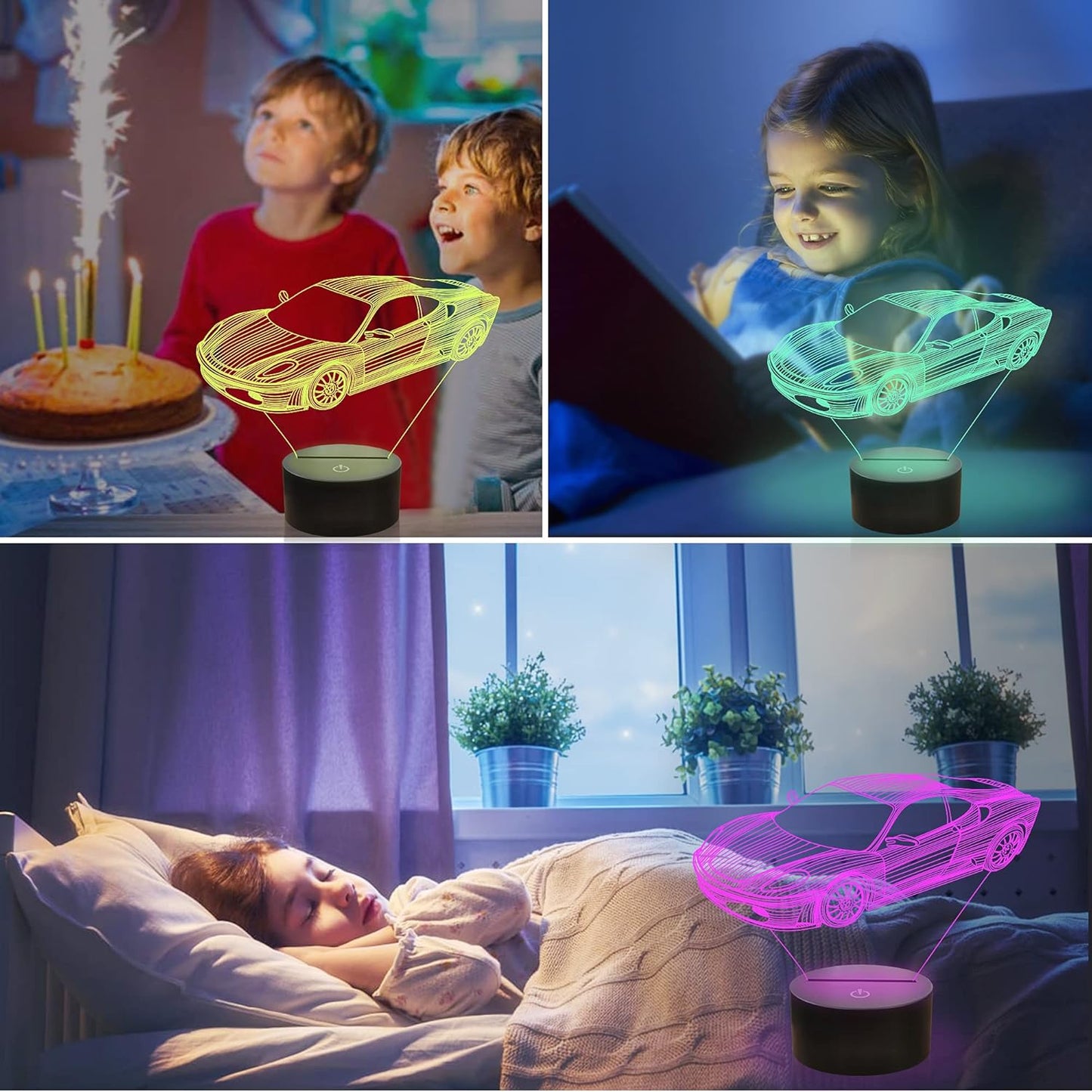 Attivolife Car 3D Gifts Lamp, Rally Vehicles Illusion Optical Night Light 16 Colors Changing with Remote Control, Kids Bedroom Decor Birthday Gift Present for Sports Racing Lover Children Boy Men