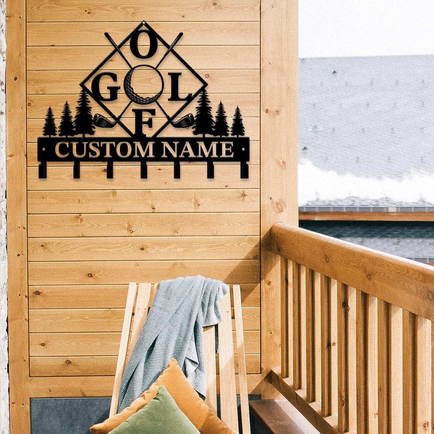 Personalized Custom Name Golf Ball Wall Keys Hooks,Metal Golf Art Clothes Hooks,Metal Golf Lover Wall Home Storage Decorative,For Front Door, Hallway, Kitchen, Bedroom,Keys,Hats (Style I)