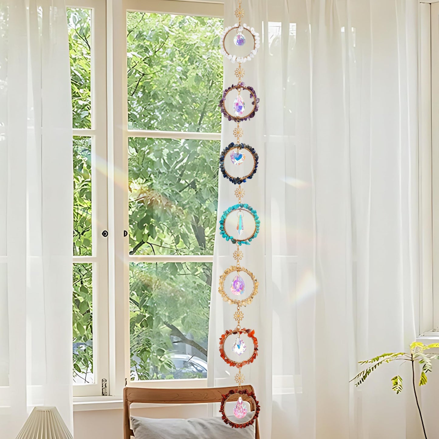 7 Chakra Sun Catcher Kit for Adults DIY Crystal Ornaments Prism Hanging Decorative Suncatcher with Crystals Sun Catchers Making Supplies Kit Art and Crafts Decor for Home Gifts