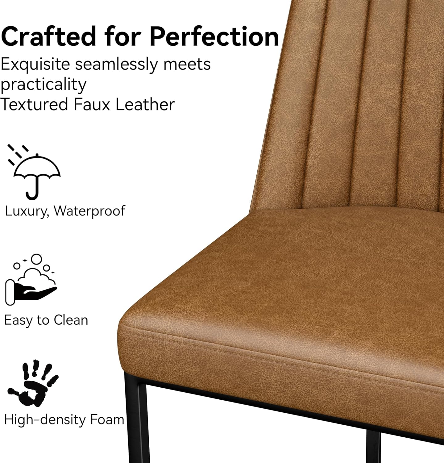 Bar Stools Set of 4, Faux Leather Counter Height Barstools, Upholstered Kitchen Counter Stools with Back and Stitching, 25.6" H Kitchen Island Stools Bar Chair, Metal Framed, Whisky Brown