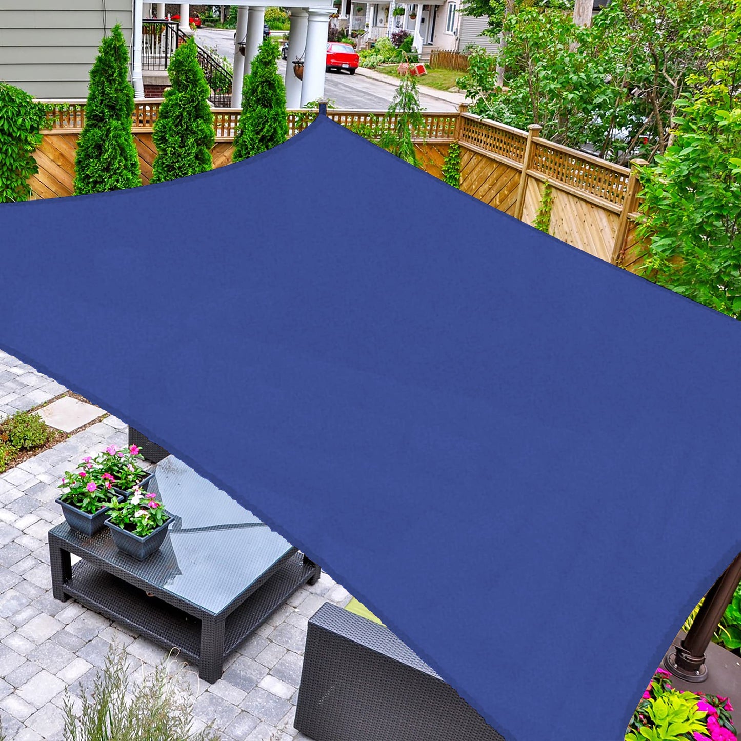 AsterOutdoor Sun Shade Sail Rectangle 16' x 20' UV Block Canopy for Patio Backyard Lawn Garden Outdoor Activities, Blue
