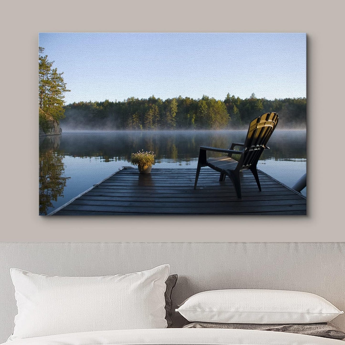wall26 Canvas Print Wall Art View of The Lake at Dawn Nature Wilderness Photography Realism Rustic Scenic Relax/Calm Multicolor Zen Colorful for Living Room, Bedroom, Office - 12"x18"