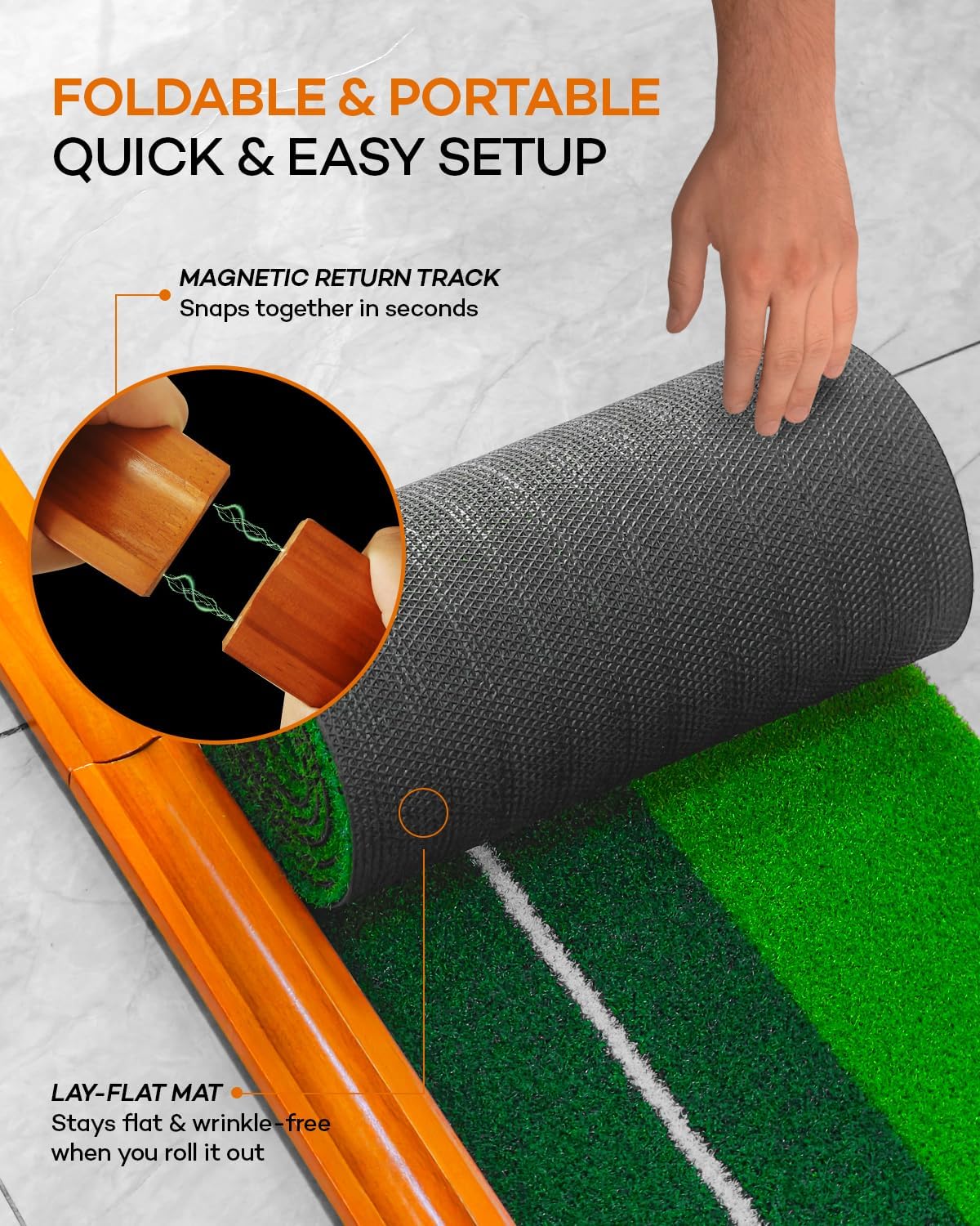 Golf Putting Green with Auto Ball Return for Indoor Outdoor Practice, Putting Mat Training Aid with Alignment Guide Non-Slip Base for Home Backyard Office, Golf Gifts for Dad Men Women