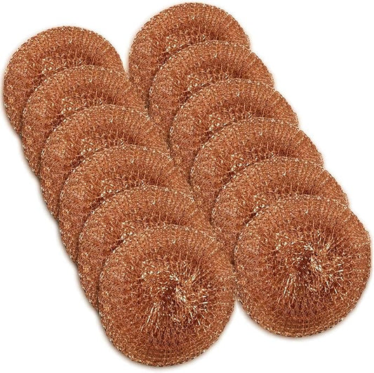 12 Pack Copper Coated Scourers Scrubber Pad, Kitchen Cleaning Soldering Copper Coated Cleaner