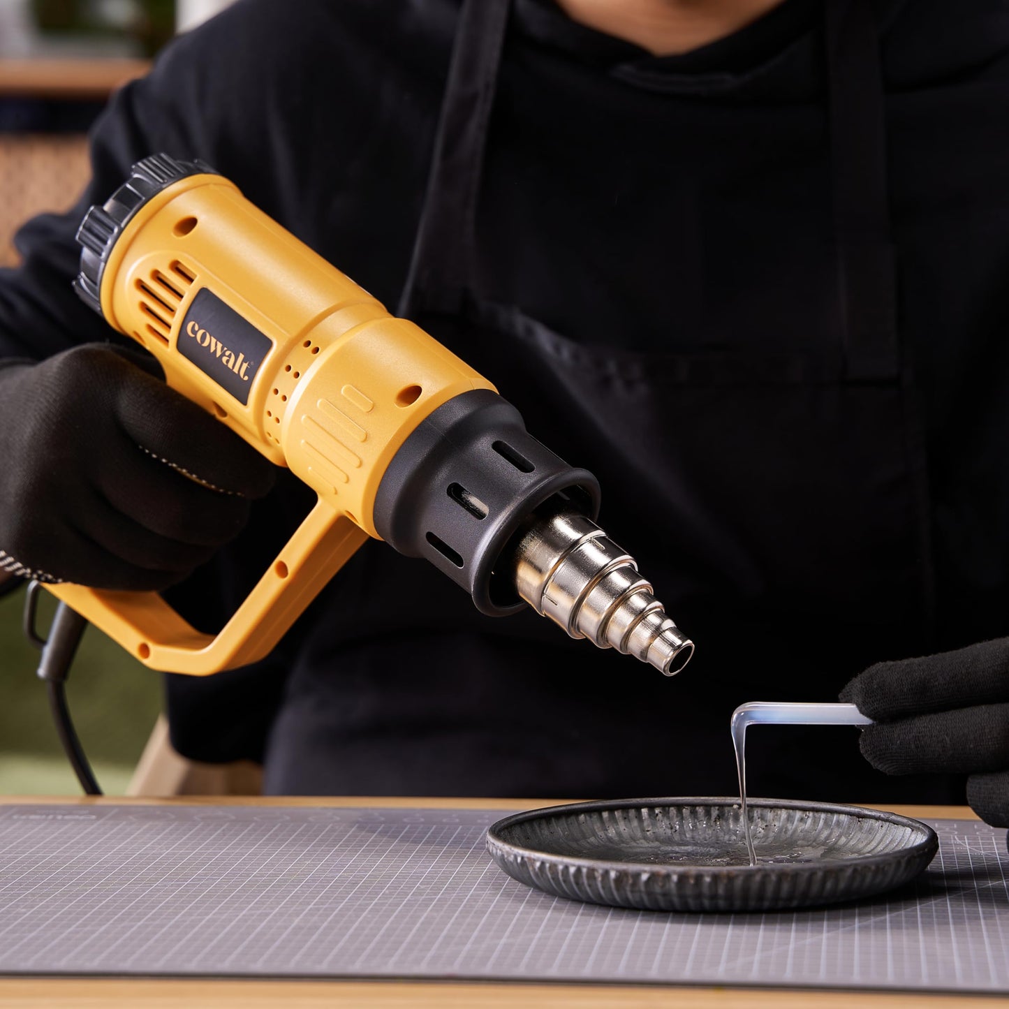 COWALT Heat Gun, 1800W Hot Air Gun with Adjustable Temperature 122-1200°F, Dual Speed Settings for Vinyl Wrap, Epoxy Resin, Crafts, Shrink Tubing - 4 Nozzles & Scraper Included