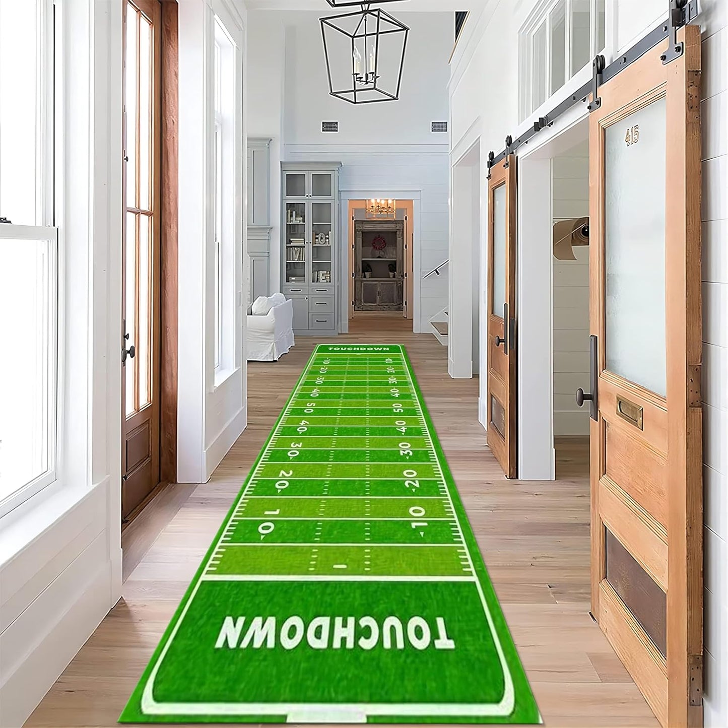American Football Hallway Runner Rug, 3.3x10ft, Sports Rugs for Living Room, Thin Low Pile Home Decor Mat, Non-Shedding Reduce Noise Washable Non-Slip Carpets for Bedside Family Porch
