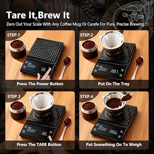 Coffee Scale with Timer 3kg/0.1g High Precision Kitchen Scale Capacity for Espresso, Pour-Over/Drip, Baking/Cooking, Touch Sensor, Silicone Cover, Portable Kitchen Scale (Black)