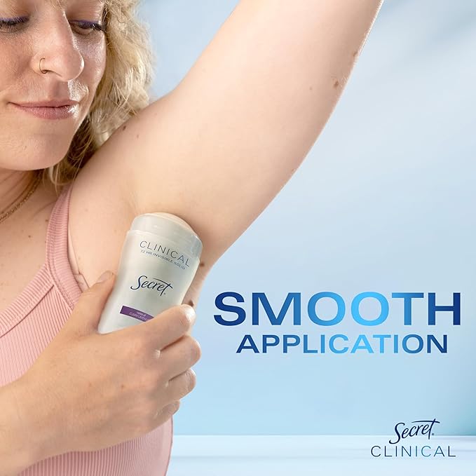 Secret Clinical Strength Antiperspirant Deodorant for Women, 3X Stress Protection, 72hr Sweat & Odor Protection, PH Balancing Minerals, Invisible Solid, Clean Lavender Scent, 2.6 oz
