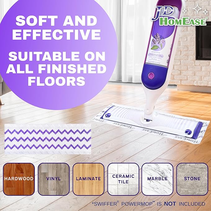 24 Pack Microfiber Power Mop Pads for Swiffer Power Mop only, Disposable Deep Clean Replacement Mopping Pads