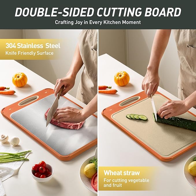 2 in 1 Stainless Steel Cutting Board with Handle 2 Packs Women Her Sister Aunt Wife Hustband Lady Auntie Titi Bestie Soul Happy Christmas Xmas Birthday Gifts Cool Unique Aesthetic 30 40 60 70 Year Old