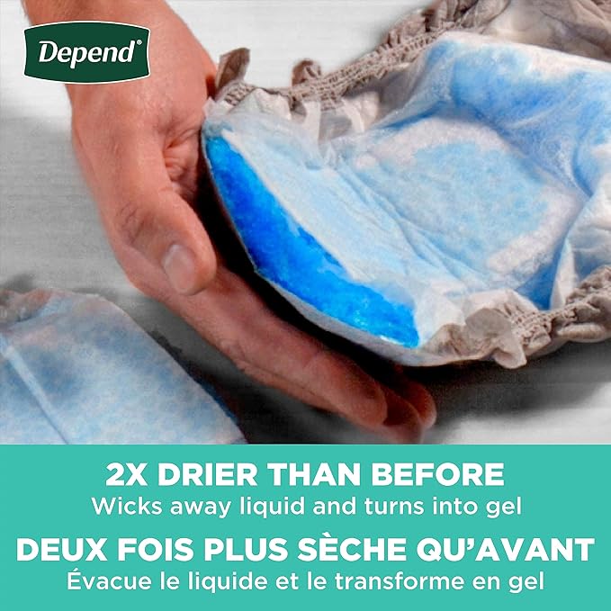 Depend FIT-Flex Incontinence Underwear for Men, Maximum Absorbency, Disposable, Large, Grey, 17 Count (Pack of 2)