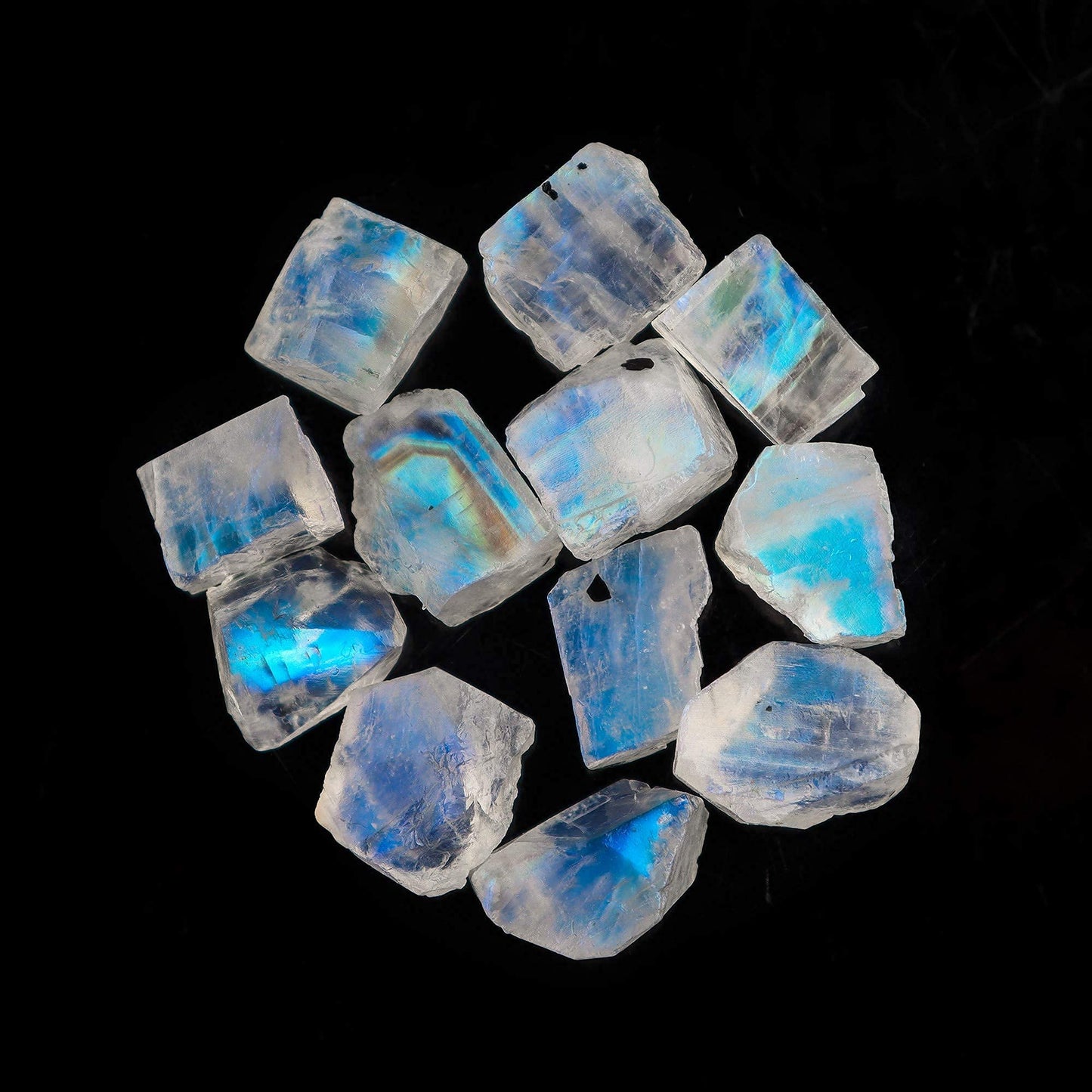 50carats Real Raw Blue Moonstone Gemstone, Rough Crystals, DIY Jewelry Making, Wire Wrapping, Chakra Healing Crystals, Loose Stones, Wholesale Lot, June Birthstone, Natural Rainbow Moonstone Pack