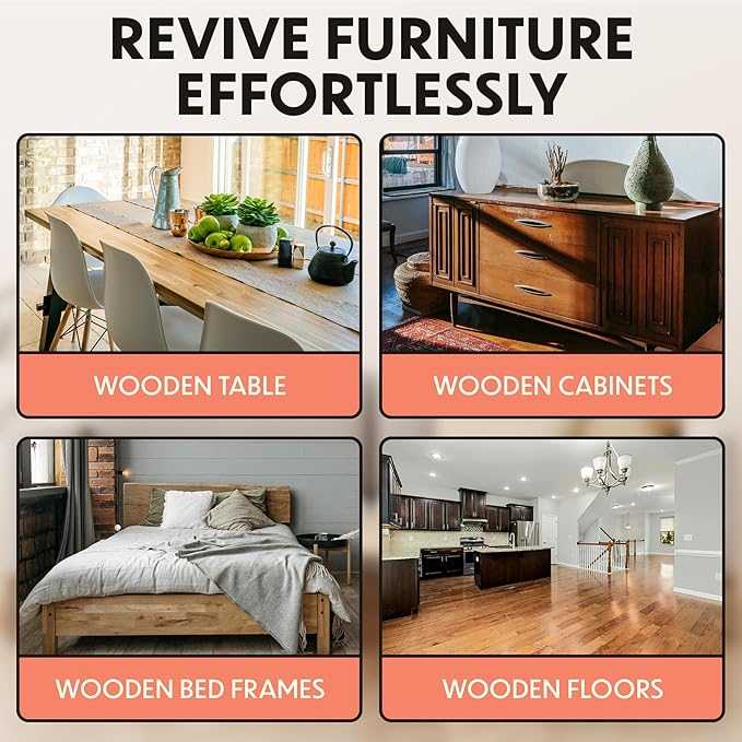 Furniture Repair Kit 50PC - Brushes, Markers, Scraper, Resin Wood Filler, Fillers with Wood Putty, Any Color Wood Combination, Scratch & Molding Repair, Restore Laminate Vinyl Veneer Flooring