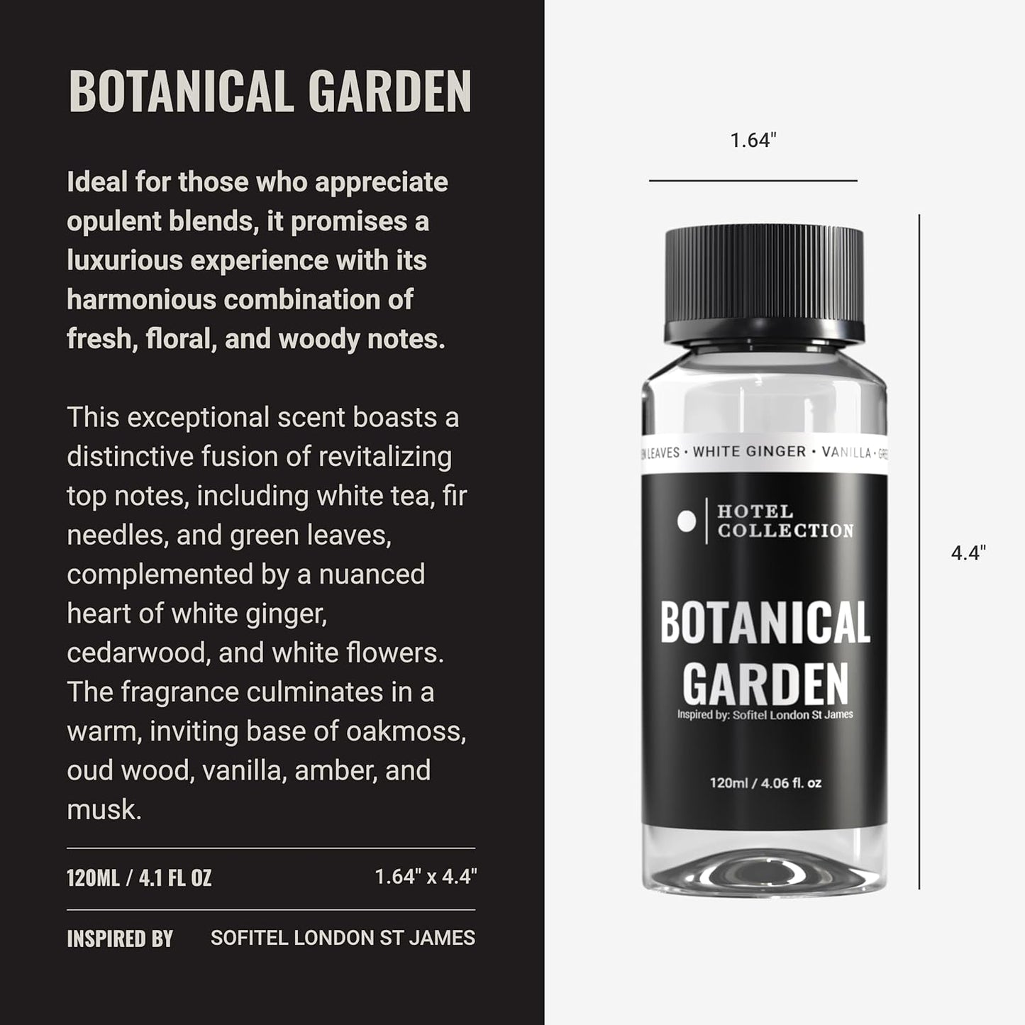 Hotel Collection Diffuser Oil - Botanical Garden - Aromatherapy Essential Fragrance Oil - Green Leaves, White Ginger, and Vanilla - 120mL 4.1 Fl oz