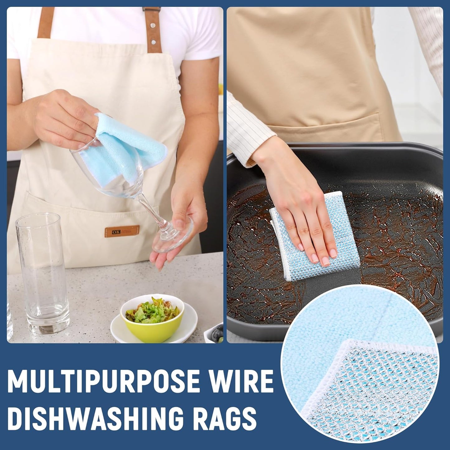 Double Side Non Scratch Wire Dishcloth 45pcs-Multipurpose Wire Dishwashing Rags Wire Mesh Cleaning Cloth,Kitchen Towels and Dishcloths Sets Microfiber Cloth for Cleaning Pans Sinks & Cookware