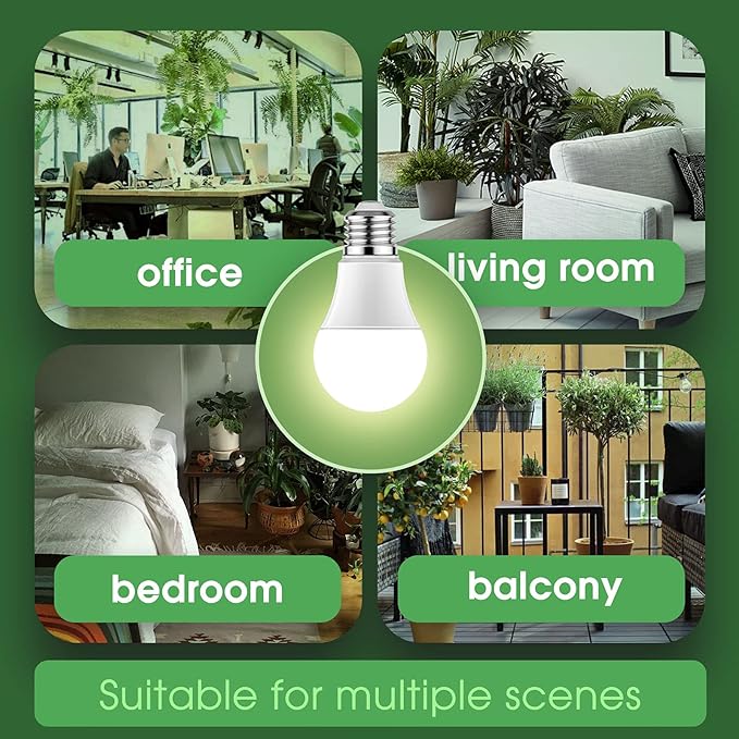 Briignite Grow Light Bulbs, LED Grow Light Bulb A19 Bulb, Full Spectrum Grow Light Bulb, Plant Light Bulbs E26 Base, 11W Grow Bulb 100W Equivalent, Grow Light for Indoor Plants, Seed Starting, 6 Pack