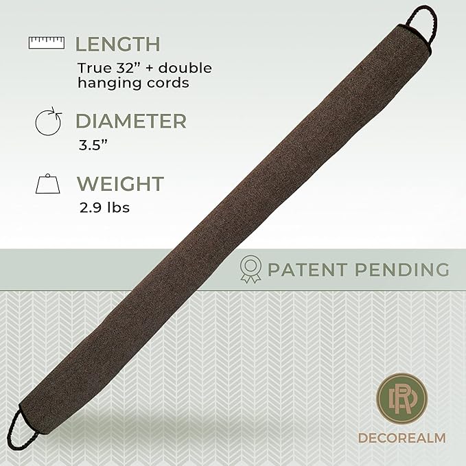 Heavy Duty Under Door Draft Stopper and Noise Blocker, Sound Proof Under Door Draft Guard for Doors and Windows, Provides Air Insulation and Weather Stripping for Doors (Brown, 32 Inches)