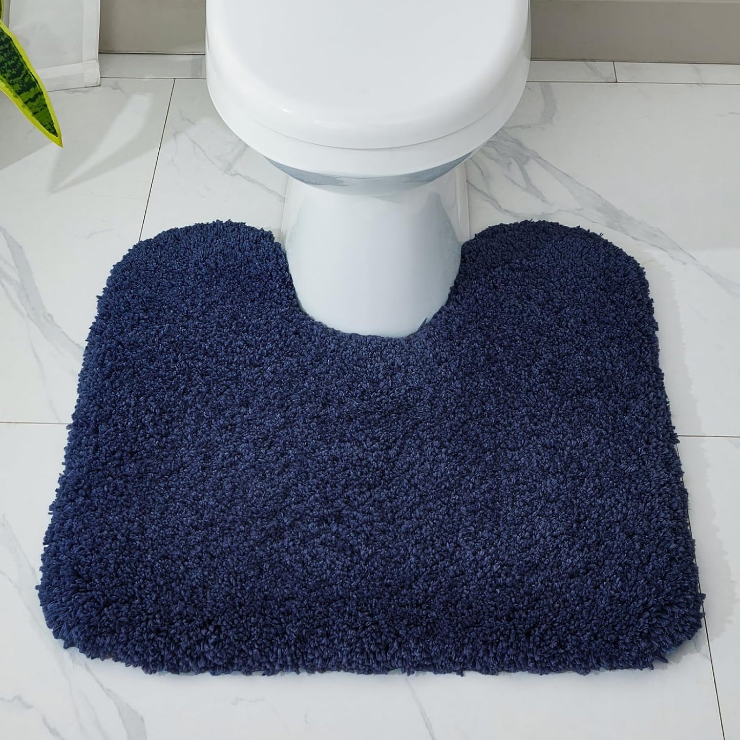 Toilet Rug 22x24 Navy Non Slip Fluffy Toilet Floor Mat U Shaped Washable Bathroom Contour Rug for Toilet Absorbent Thick Toilet Carpet