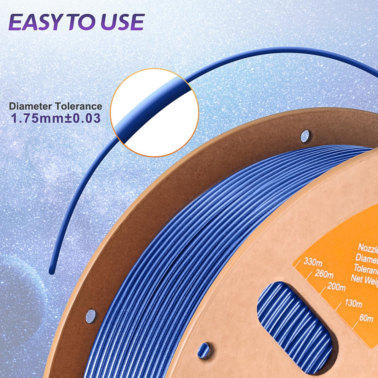 Eryone Sparkly Glitter Shining Pla Filament For 3D Printer, 1.75Mm, Tolerance: 0.03Mm, 1Kg(2.2Lbs)/Spool, Blue