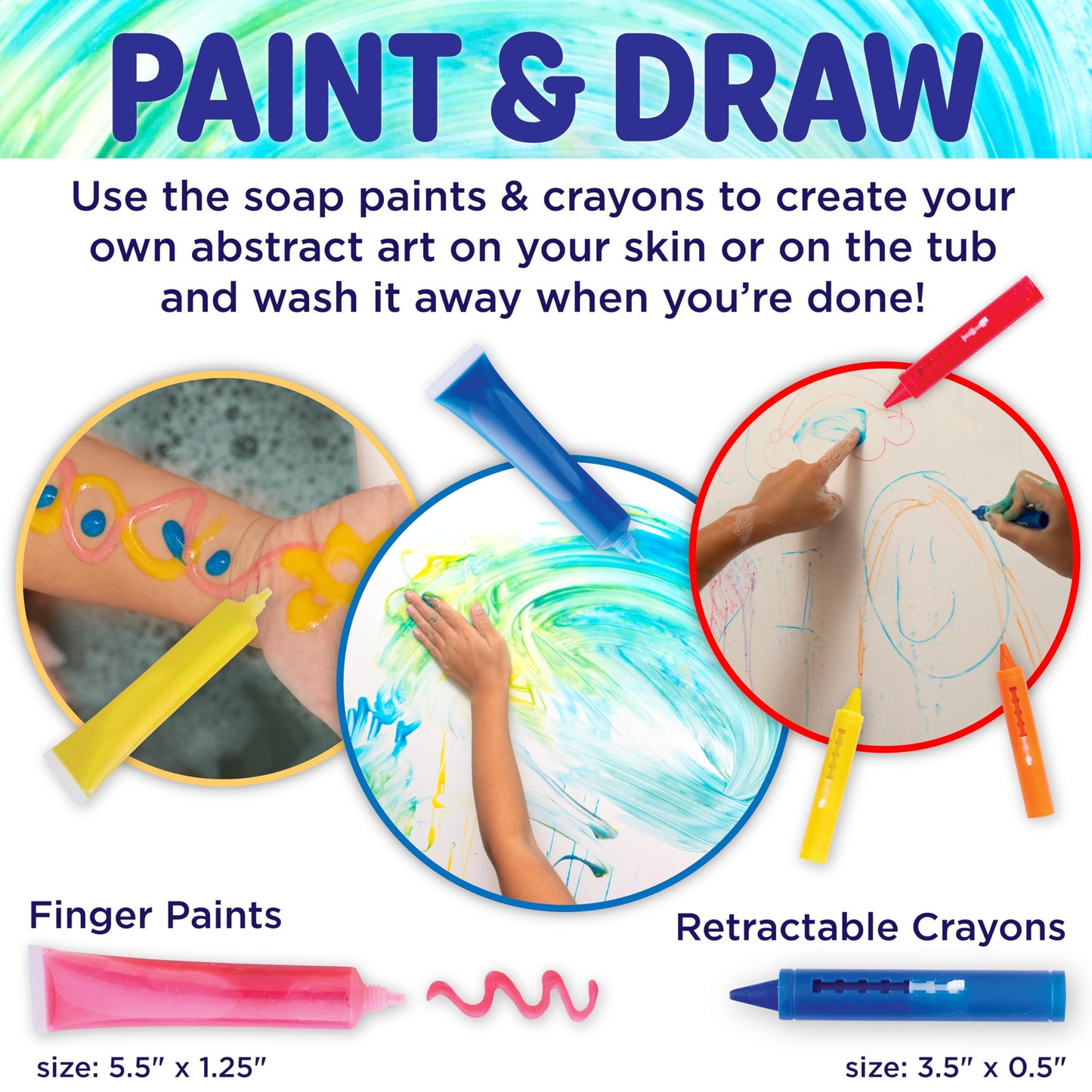 Creativity for Kids Soap Noodles Bath Art Studio – Bath Crayons, Soap Paint, Color Fizz & Confetti with Mold-Free Rubber Duck | Washable Bathtub Art & Sensory Toy Set for Toddlers and Kids (Ages 3+)