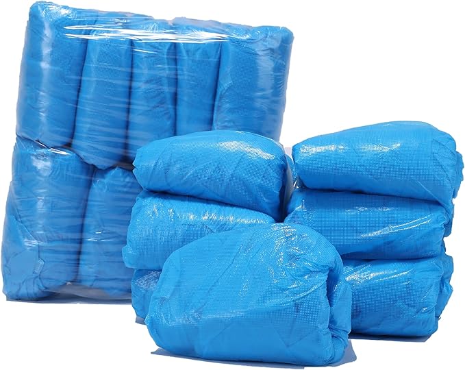Shoe Covers Disposable Non Slip - 100 (50 Pairs), Waterproof and Recyclable Shoe Booties Covers for Indoors, Disposable Shoe Covers Fits Up To US Men's 11 and Women's 13