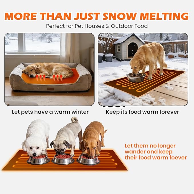 HOMREST Heated Snow Melting Walkway Mat,10" x 30" Heated Floor Mat with 10 Feet Long Power Cord,2 in/h Speed No-Slip Snow and Ice Melt with 1 Plug for Snow Removal,Winter Outdoor Steps,Doorways