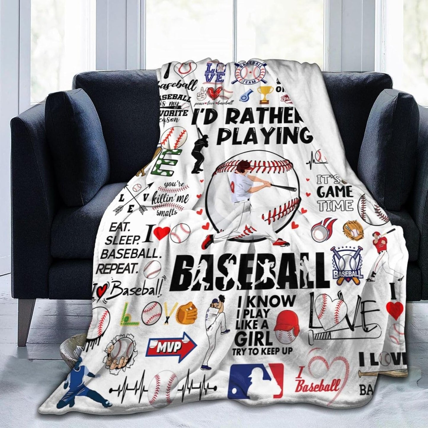Baseball Blanket Gifts for Boys Men Coach Gifts Bedding Soft Cozy Flannel Throw for Lover Team Kids Adults 60"X50"