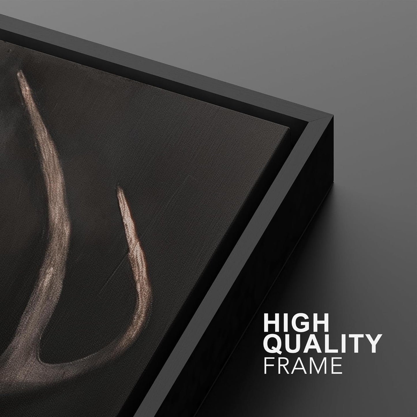 SIGNWIN Framed Canvas Print Wall Art Rustic Antler Skull Dark Dramatic Black Vintage-Inspired Deer and Elk Antlers Illustrations Decorative for Living Room, Bedroom, Office - 16"x24"x2 Black