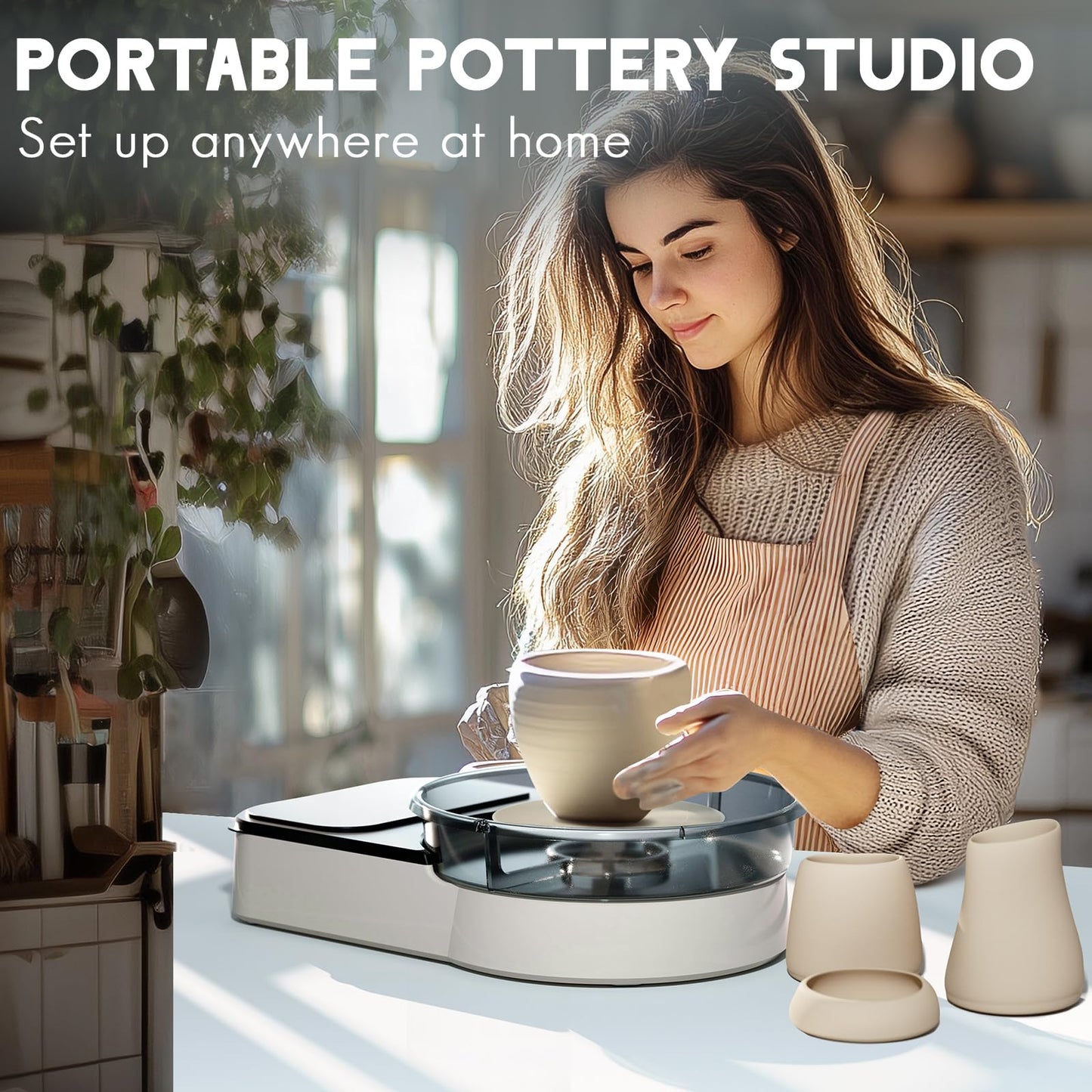 Pottery Wheel for Kids Adults and Beginners - Complete Pottery Set for Teen with 6" Turntable, 2.2lb Clay, Art Supplies Sculpting Tools, Craft Gifts for Teens Adults (Grey)