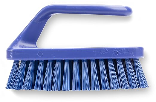 SPARTA Scrub Brush with Iron Shaped Handle and Stiff Bristles, Heavy Duty Scrubber Brush for Kitchen, Bathroom, Shower, Tile, Sink, Carpet and Bakepans, Polypropylene, 6 Inches, Blue
