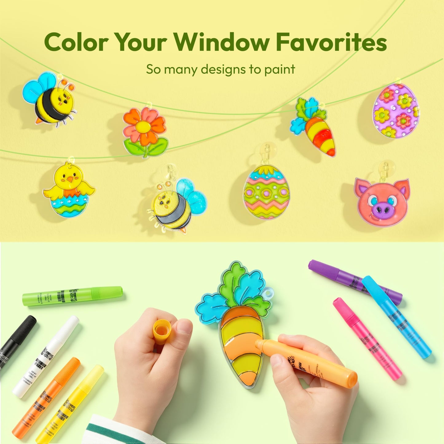 Klever Kits 18 Pcs Easter Suncatchers Crafts Set, Suncatcher Window Art Craft Kit for Kids Art & Home School Activities Party Favor Easter Party Supplies