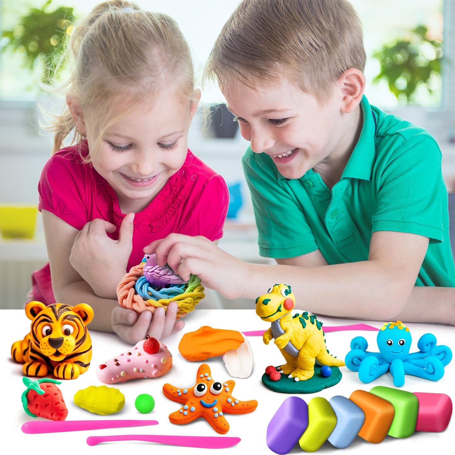 FAGNBED Air Dry Clay 138 Colors, Modeling Magic Clay Set with 5 Sculpting Tools, Gift for Ages 3-12 Boys and Girls