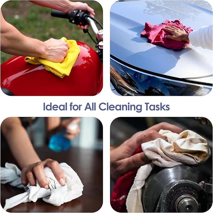 Huck & Terry Tshirt Bag of Rags Multicolored (50LB), Cotton Blend, Paint Cloth and Multipurpose, Kitchen, Auto, Staining Rags, Lint Free Absorbent Washable 18 x 18 in (50 LBS Bag)